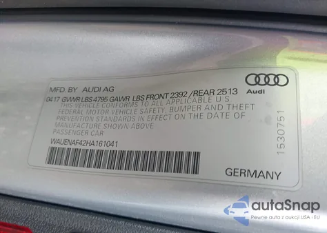 2017 Audi A4 2.0T Premium from USA, damaged, VIN WAUENAF42HA161041